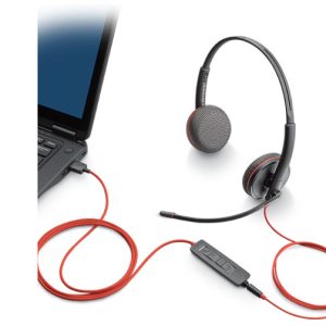 TAI NGHE Poly Blackwire 3220 Stereo USB-C Headset +USB-C/A Adapter